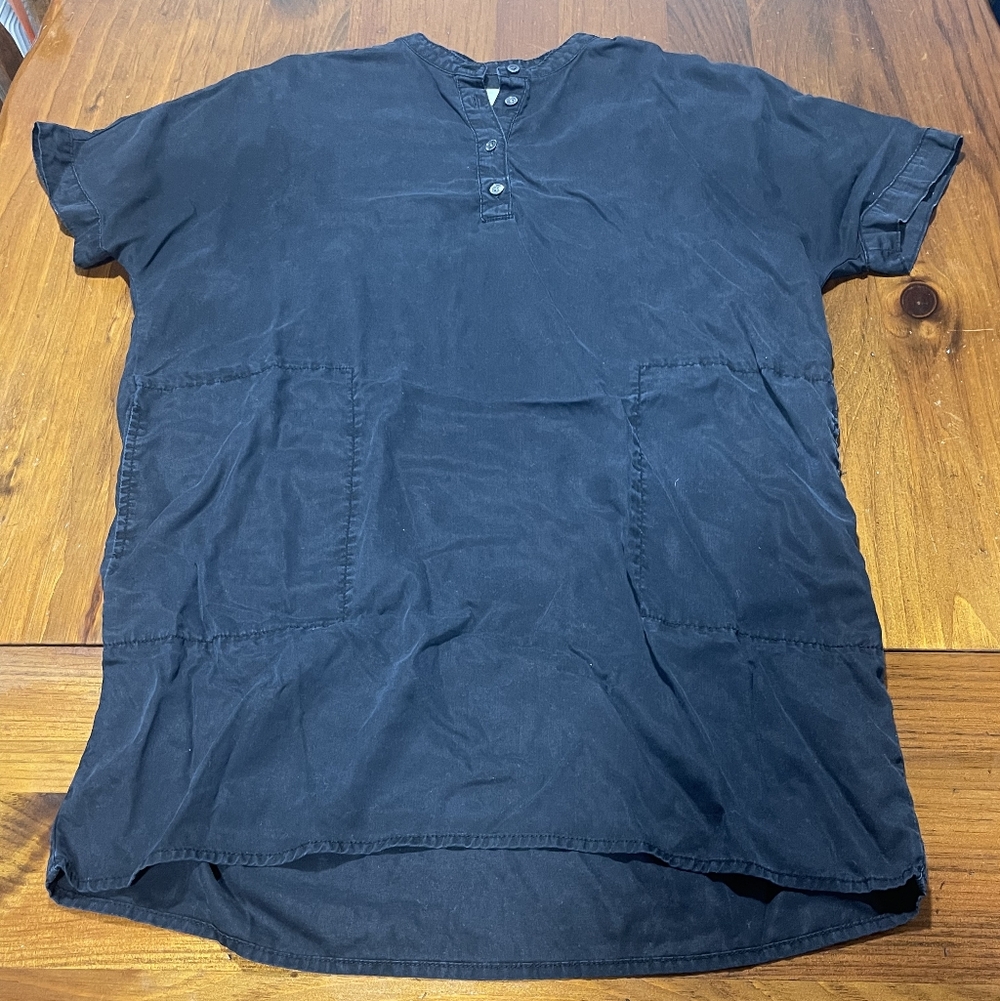 Wifred Free Aritzia‎ Womens Black Henley Mini Dress Tunic With Pockets Size XS